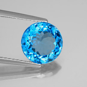 Topazio naturale blu da 3,03 ct, taglio rotondo, VS-SI