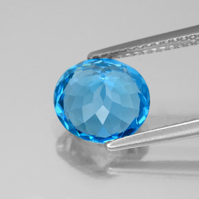 Topazio naturale blu da 3,03 ct, taglio rotondo, VS-SI