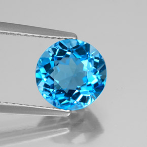 Topazio naturale blu da 3,11 ct, taglio rotondo, VS