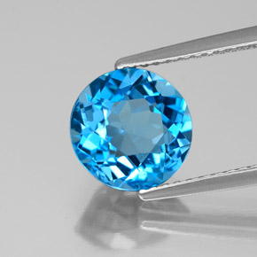 Topazio naturale blu da 3,11 ct, taglio rotondo, VS