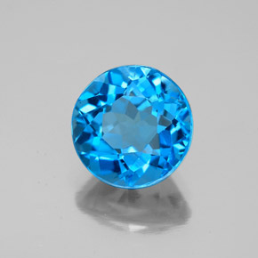 Topazio naturale blu svizzero da 3,30 ct, taglio rotondo, VS