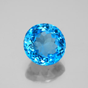 Topazio naturale blu da 3,78 ct, taglio rotondo, VS-SI