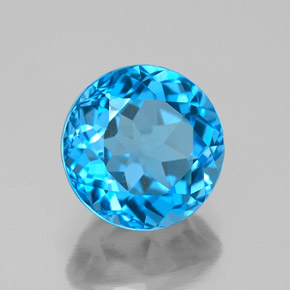 Topazio naturale blu da 4,08 ct, taglio rotondo, VS