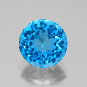 Topazio naturale blu da 3,37 ct, taglio rotondo, VS