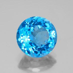 Topazio naturale blu da 3,37 ct, taglio rotondo, VS