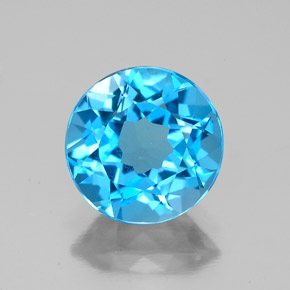 Topazio naturale blu da 2,90 ct, taglio rotondo, VVS