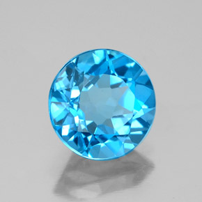 Topazio naturale blu da 2,90 ct, taglio rotondo, VVS