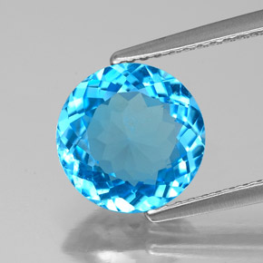Topazio naturale blu da 2,89 ct, taglio rotondo, SI