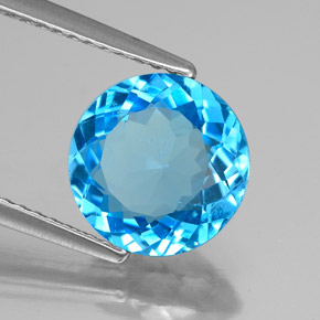 Topazio naturale blu da 2,89 ct, taglio rotondo, SI