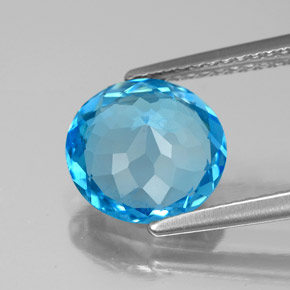Topazio naturale blu da 2,89 ct, taglio rotondo, SI