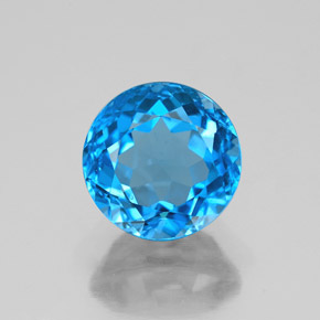 Topazio naturale blu da 3,48 ct, taglio rotondo, VS