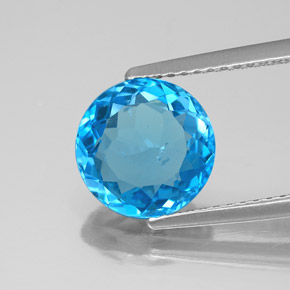 Topazio naturale blu da 3,09 ct, taglio rotondo, SI