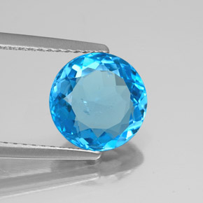 Topazio naturale blu da 3,09 ct, taglio rotondo, SI