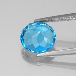 Topazio naturale blu da 3,09 ct, taglio rotondo, SI