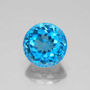Topazio naturale blu da 3,80 ct, taglio rotondo, VVS