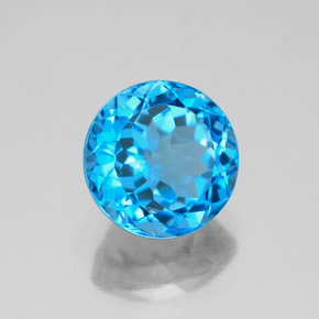 Topazio naturale blu da 3,80 ct, taglio rotondo, VVS