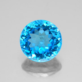 Topazio naturale blu da 3,51 ct, taglio rotondo, VS