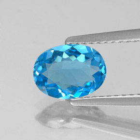Topazio naturale blu da 1,40 ct, taglio ovale, VVS-VS