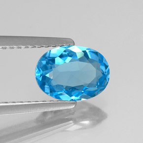 Topazio naturale blu da 1,40 ct, taglio ovale, VVS-VS