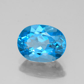 Topazio naturale blu da 2,19 ct, taglio ovale, VVS-VS