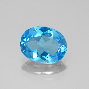 Topazio naturale blu da 1,86 ct, taglio ovale, VVS-VS