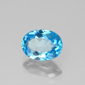 Topazio naturale blu da 1,62 ct, taglio ovale, VS