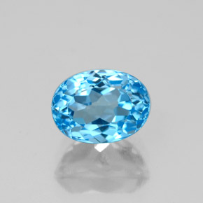 Topazio naturale blu da 2,18 ct, taglio ovale, VVS