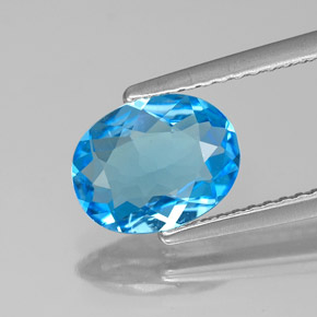 Topazio naturale blu da 1,64 ct, taglio ovale, VS