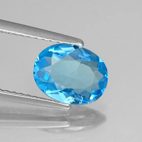 Topazio naturale blu da 1,64 ct, taglio ovale, VS