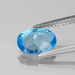 Topazio naturale blu da 1,64 ct, taglio ovale, VS