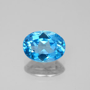 Topazio naturale blu da 1,52 ct, taglio ovale, VVS-VS