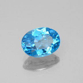 Topazio naturale blu da 1,52 ct, taglio ovale, VVS-VS