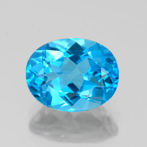 Topazio naturale blu da 2,50 ct, taglio ovale, VVS-VS