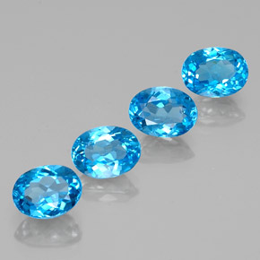 Topazio naturale blu da 6,29 ct, taglio ovale, VVS-VS