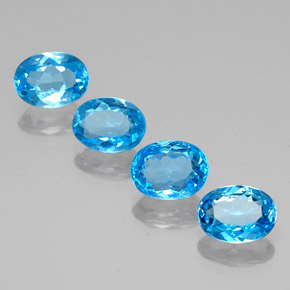 Topazio naturale blu da 6,14 ct, taglio ovale, VVS-VS