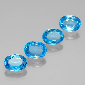 Topazio naturale blu da 6,14 ct, taglio ovale, VVS-VS