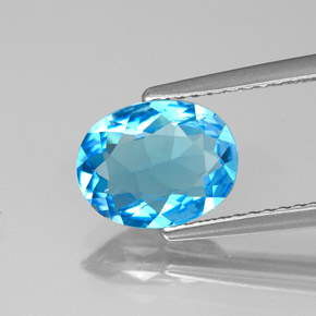 Topazio naturale blu da 1,84 ct, taglio ovale, VS-SI