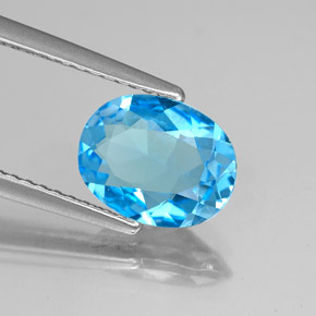 Topazio naturale blu da 1,84 ct, taglio ovale, VS-SI