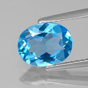 Topazio naturale blu svizzero da 1,85 ct, taglio ovale, VS