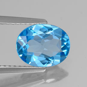 Topazio naturale blu svizzero da 1,85 ct, taglio ovale, VS