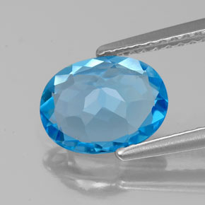 Topazio naturale blu svizzero da 1,85 ct, taglio ovale, VS