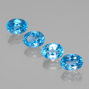 Topazio naturale blu da 7,30 ct, taglio ovale, VVS-VS