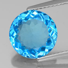 Topazio naturale blu da 3,90 ct, taglio rotondo, VS