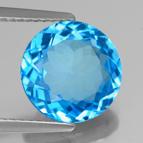 Topazio naturale blu da 3,90 ct, taglio rotondo, VS