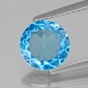 Topazio naturale blu da 1,77 ct, taglio rotondo, SI