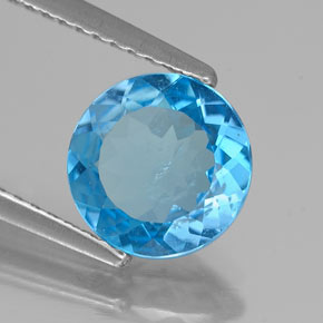 Topazio naturale blu da 1,77 ct, taglio rotondo, SI