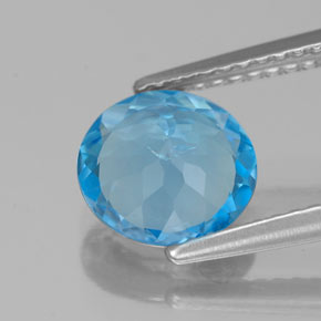 Topazio naturale blu da 1,77 ct, taglio rotondo, SI