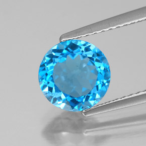 Topazio naturale blu da 2,06 ct, taglio rotondo, VS