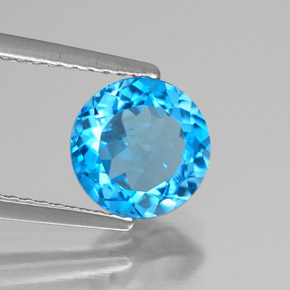 Topazio naturale blu da 2,06 ct, taglio rotondo, VS