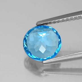 Topazio naturale blu da 2,06 ct, taglio rotondo, VS